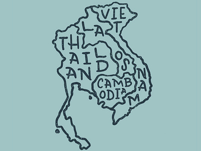 Hand-lettered SE Asia map design hand drawn handlettering illustration travel