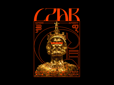 CZAR brutalism czar design frame graphic king line minimal red statue type typography