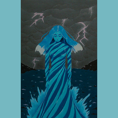 A beautiful storm aesthetic art drawing fantasy illustration illustrator ilustración traditional art traditional drawing traditional illustration water woman