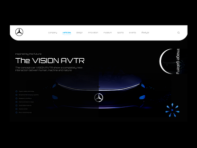 VISION ___ AVTR auto auto complete background design branding button design car deesign color dark dark ui dribbble future intereface mercedes model uidesign uiuxdesign website design