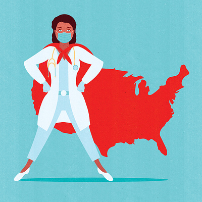 Premium Stock: Health Care america conceptual doctor editorial editorial illustration epidemic health healthcare hero hospital illustration illustrator nurse pandemic physician stock art textured usa vector woman