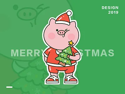 Christmas pig design flat illustration illustrator logo typography ui web