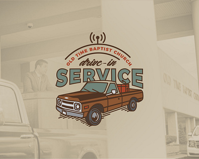 Drive-In Service 1970s buffalo ny chevy church logo coronavirus illustration illustrator social distancing truck vintage