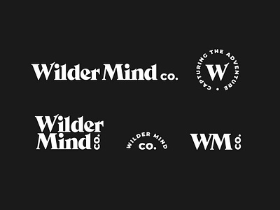 Wilder Mind Co. Logo Set adventure branding brand identity branding custom type logo suite logo system serif wordmark type lockup