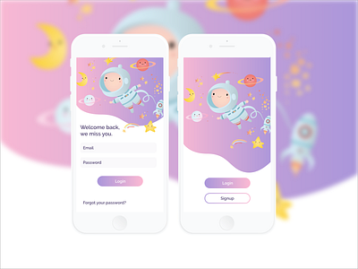 Prototype of Baby app. baby clean design illustration login minimal mobile product design sketch ui ui ux ux