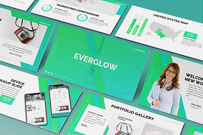 Everglow - Gradient Powerpoint Template business presentation clean finance investor lookbook minimal powerpoint template presentation simple slides