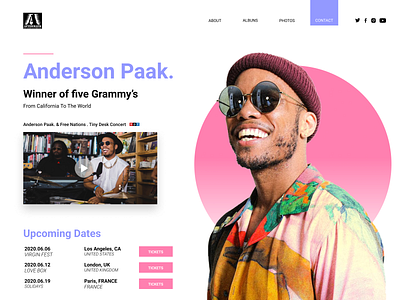 Anderson Paak. design digital art interface landingpage ui ui design ux design