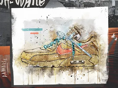 "OFF-WHITE x NIKE AIR MAX 90 DESERT ORE" art direction branding design digitalart graphic design illustration type typography