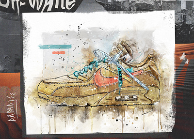 "OFF-WHITE x NIKE AIR MAX 90 DESERT ORE" art direction branding design digitalart graphic design illustration type typography