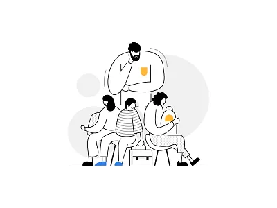 Uh-oh! All seats are occupied. 🙁 characters empty states humans illustration passengers product seats travel traveller