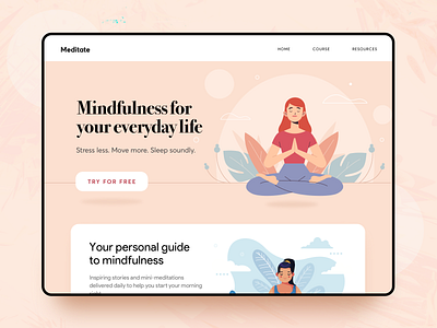 meditate courses illustration meditation relax sleep ux ui web