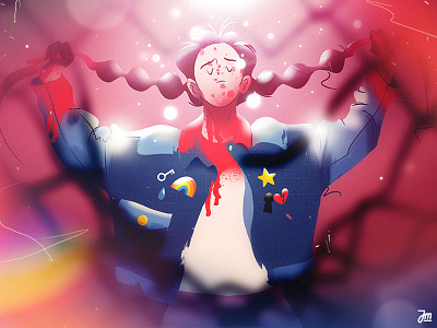 Losing mind blood blur bokeh character character design design eyes face flat girl head illustration portrait woman