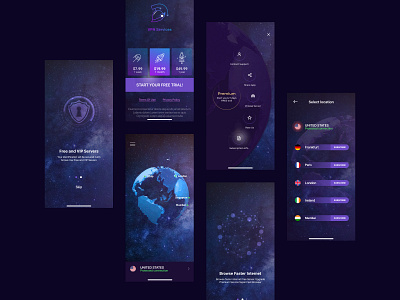 Vpn services app design icon illustration interface ios mobile ui ux visual design vpn