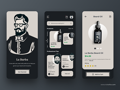 La Barba app app design application barber beard character clean dark dashboard elegant grooming illustration iosapp minimal mustache personal care shop uidesign web website