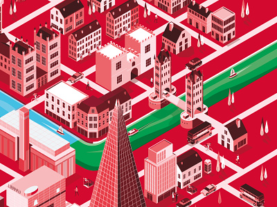 London’s property market adobe boats buildings bus city grid illustration illustrator isometric isometric city london londonbridge red thames vector