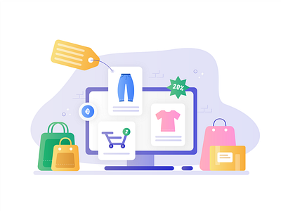 Things to do during quarantine - #6 Online Shopping adobe illustrator cart clothes colors covid 19 design discount gradient illustration onlineshopping packages shopping shoppingbags shoppingcart socialdistancing stayhome vector