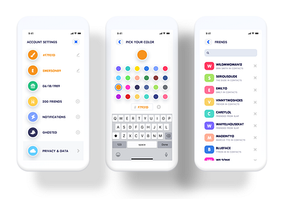 Slap- A splash of color clean color color palette color picker custom friends geo ios ios app iphone location mobile picker settings social ui white