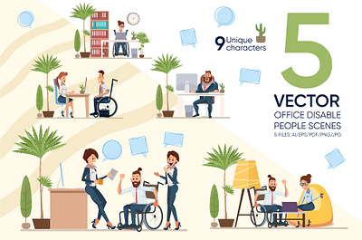 Office Disable People Scenes businesswoman career casual communication concept coworkers design disability employment hand handicapped healthcare invalid laptop modern office paralysis smiling teamwork technology