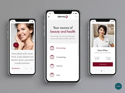 Derma Plus Mobile Website adaptive design app clinic health landing page minimal mobile ui ux web web design website design