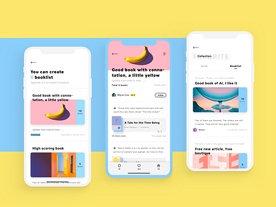 Booklist page | Reading app app blue book collection design detail flat interface ios list mobie read reading yellow
