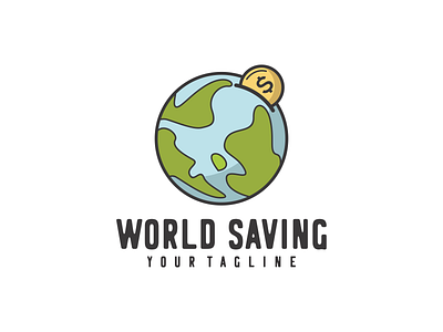 world saving logo design branding design graphic icon illustration logo save save money savein vector world