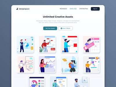 Designspace.io Library Web App app app design branding dashboard design flat graphic header icon illustration landing mail marketing onboarding ui ux vector website