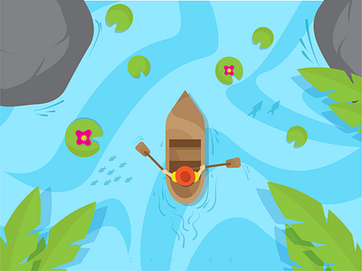 The Boatman - Illustration adobe illustrator boat creative design design design inspiration design of the day dribbble illustration illustrator river scenary vector vector illustration vectorart