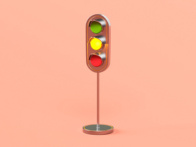 Traffic Light (Pink) 3d 3d art 3d illustration 3d render blender blender 3d cycles dribbble illustration isometric isometric design lights lowpoly pink render rendering silver simple traffic light under construction