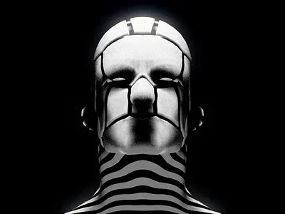 MSK 3d cinema4d cryptoart edge eyes face head human illustraion loop man mask motiongraphics nft nftart render repeater stripes zebra