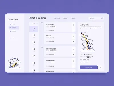 Sport at Home Web App mobile app sport sports training website