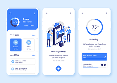 Daily UI #31 - File Upload app ui blue clear design cloud dailyui dailyui 031 dailyuichallenge documents dropbox file explorer file manager file sharing folder mobile app mobile design mobile ui ui uidesign upload upload file