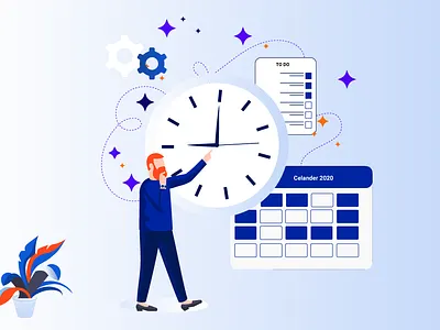 Time Management Vector design gradients illustration logo machine time ux vector web