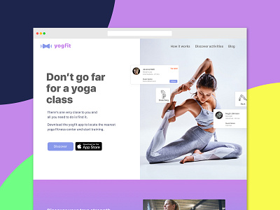 Yogfit - Landing Page Design athlete design fitness fitness app fitness logo landing page ui ui ux design uidesign ux yoga