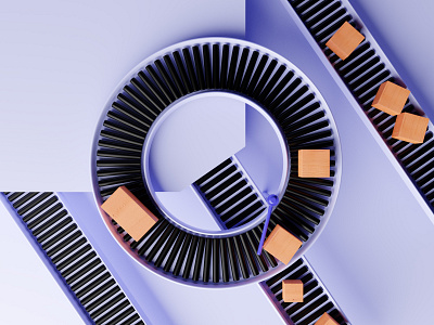 Q - Quality control 36daysoftype 3d 3dtype blender3d branding cgi conveyor belt design direction illustration packages product design quality control render supply chain typography ui wooden blocks