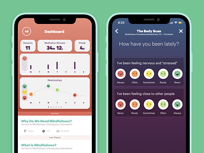 Wellbeing Check In app meditation mindfulness mindfulness meditation psychology ui ux wellbeing