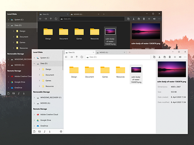 Windows File Explorer acrylic concept dark design file file explorer file managing finder fluent fluent design light microsoft ui uidesign user experience user interface ux windows windows 10