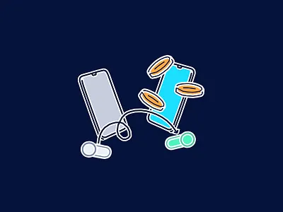 Get yer' rules on autosavings bank blue colour fintech flat illustration phones sketchy tandem toggle