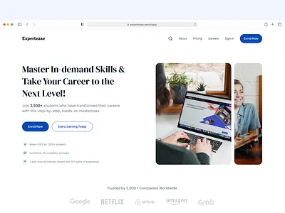 Landing page web design for Expertease design landing page product design ui uiux web design web designer