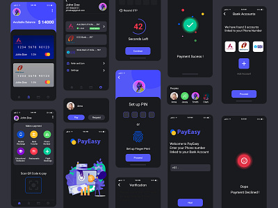 Payeasy Wallet Darkmode adobexd app app design darkmode design freebie ios minimal mobileappdesign paymentapp ui ux uxdesign wallet walletdarkmode