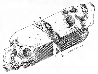 old stuff cross hatching drawing engraving etching graphic gravure hand drawn hatching illustration ink ink drawing skull woodcut