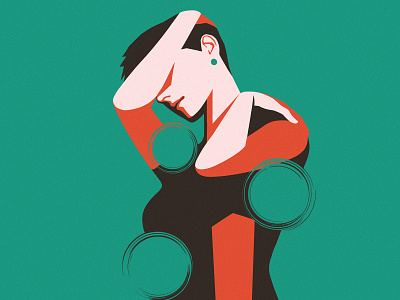Shimmer album album art album artwork cover design earring fashion girl gorgeous green gunshot hollow illustration minimal orange pose rain refraction single cover women women in illustration