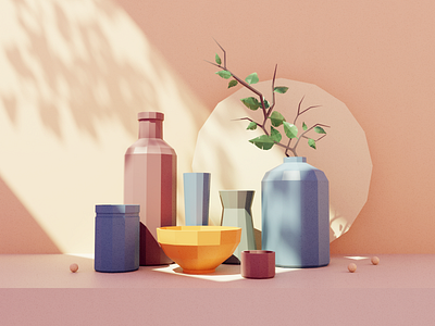 Still life! 3d blender ceramics illustration lowpoly still life