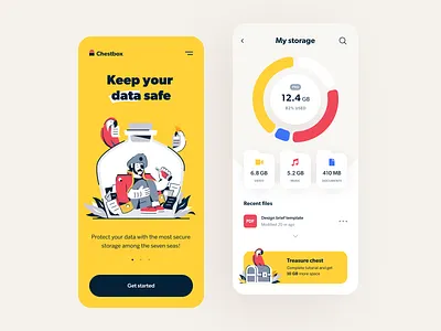 Chestbox App app app design application art business colourful design entrepreneur halo halo lab illustration mobile startup storage service