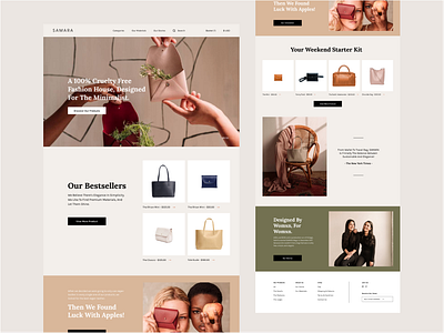 SAMARA branding design ecommerce ecommerce business eshop homepage landing page minimal natural promo ui uiux ux website