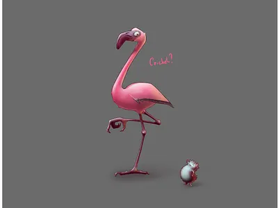 Flamingo art cricket farytale humor illustration poster