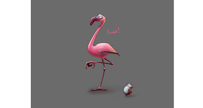 Flamingo art cricket farytale humor illustration poster