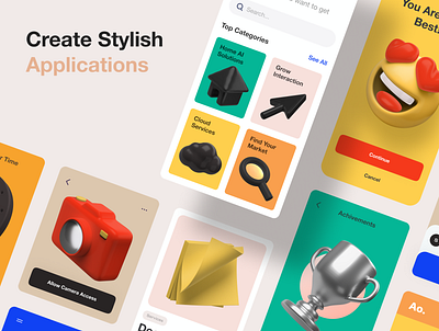 3D Icons Pack apps c4d cinema4d figma figmadesign icons icons pack iconset mockup mockups ui ui8 ui8net uidesign