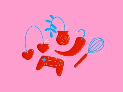 Things That Make Me Happy #2 cherries chili colorful colors colours cooking drawing food funky icon icons illustration object pink procreate vector