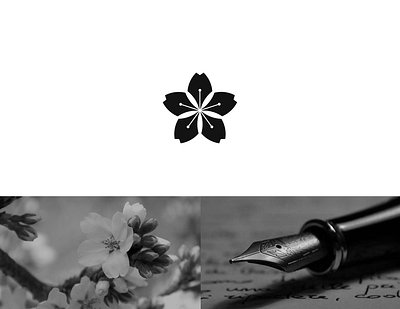 Sakura Pen Logo branding flower logo pen sakura