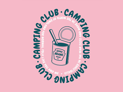 Camping Club badge camper campervan flat icon icon design illustration illustrator logo logo design pink screenprint typography vector